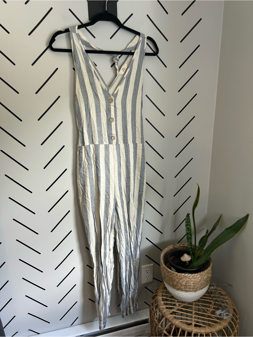 Hummingbird striped tie back jumpsuit